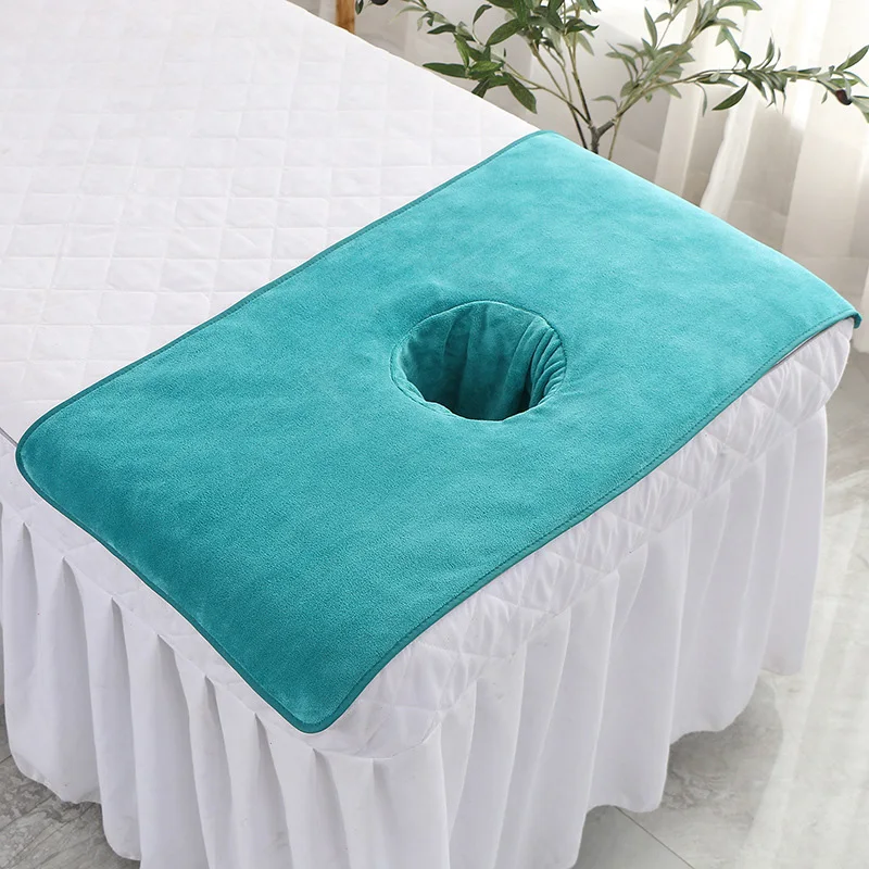 40*80cm Thickened Coral Towelling Beauty SPA Massage Face Towel with Hole Bed Bandana Massage Table Planking