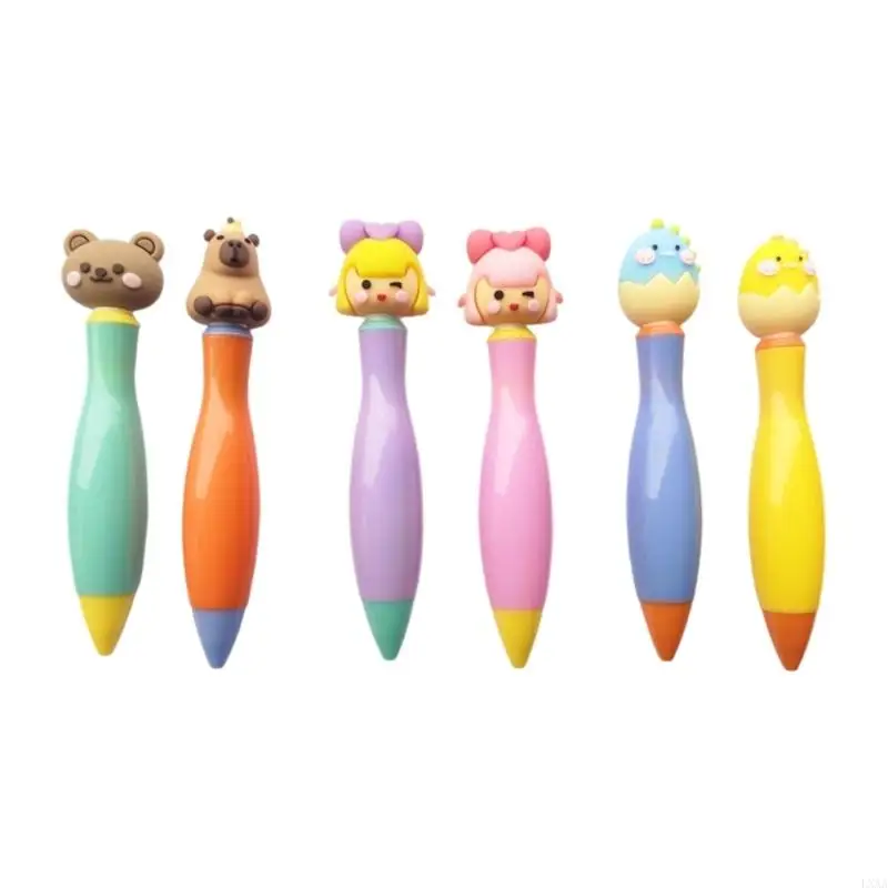 

LXAA 6Pcs Ergonomic Grip Short Ballpoint Pen Cartoon Short Ballpoint Pen for Writing