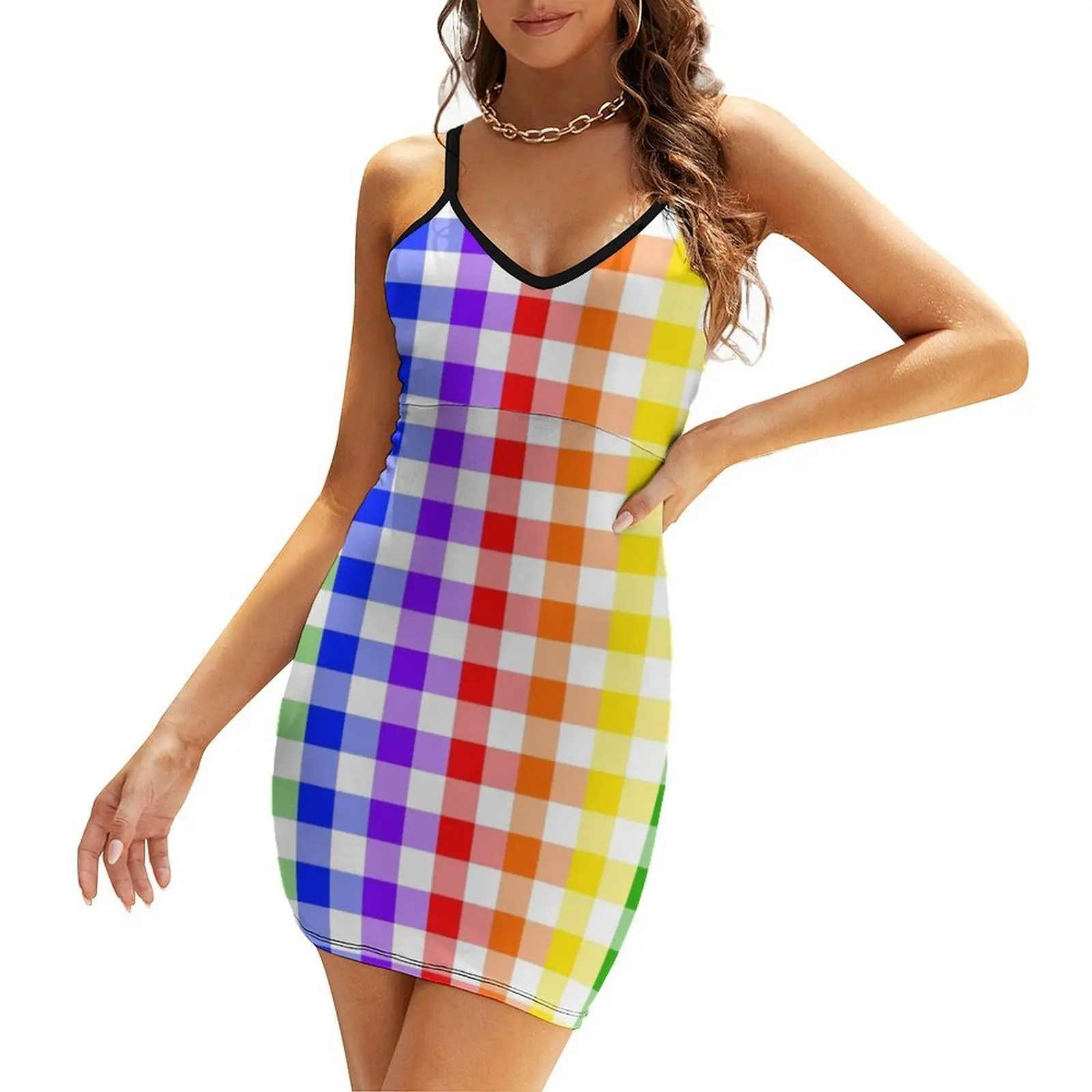 

Rainbow Gingham Sling Dress summer dress womens 2025 summer dresses women 2025 women's summer dress 2025 dresses korean style