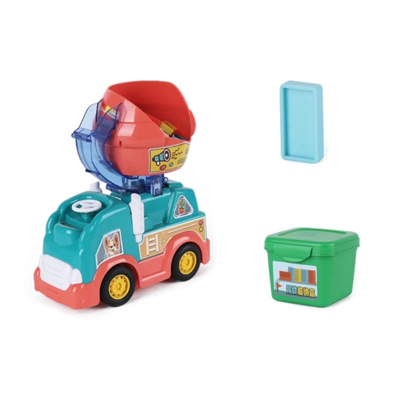 Automatic Elecric Truck Set for Families and Kids Ages 3 and Up Kids Toy Elecric Vehicle Dominoes Set, STEM Toy