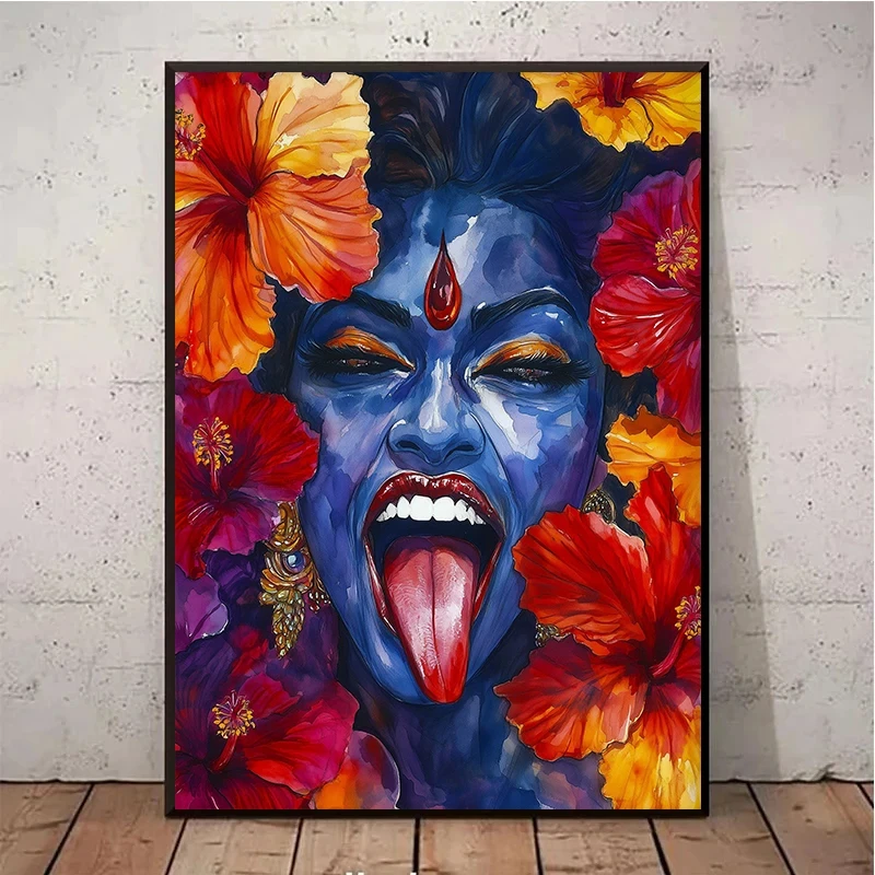 Kali Hindu Mythology Goddess Posters Hinduism Prints Canvas Printing Vintage Wall Art Picture for Living Room Home Decor Gifts