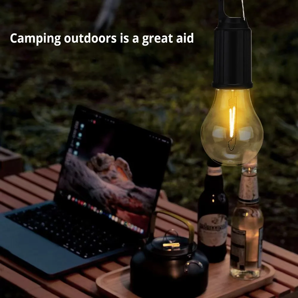 E9 Led Tungsten Bulb Outdoor Retro Camping Light Tent Light Waterproof Emergency Lamp Bulb Solar Charging Hanging Lamp Ip65 USB