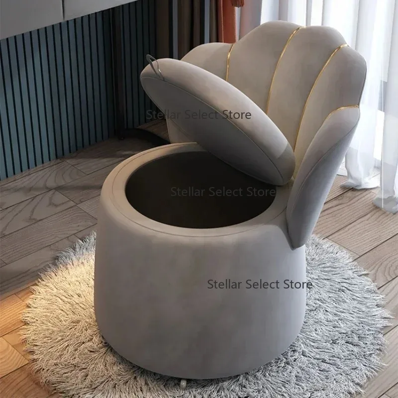 Contemporary Storage Ottoman with Mobile Pulley for Bedroom Hallway Modern Makeup Chair with Backrest and Shoe Bench for Bedroom
