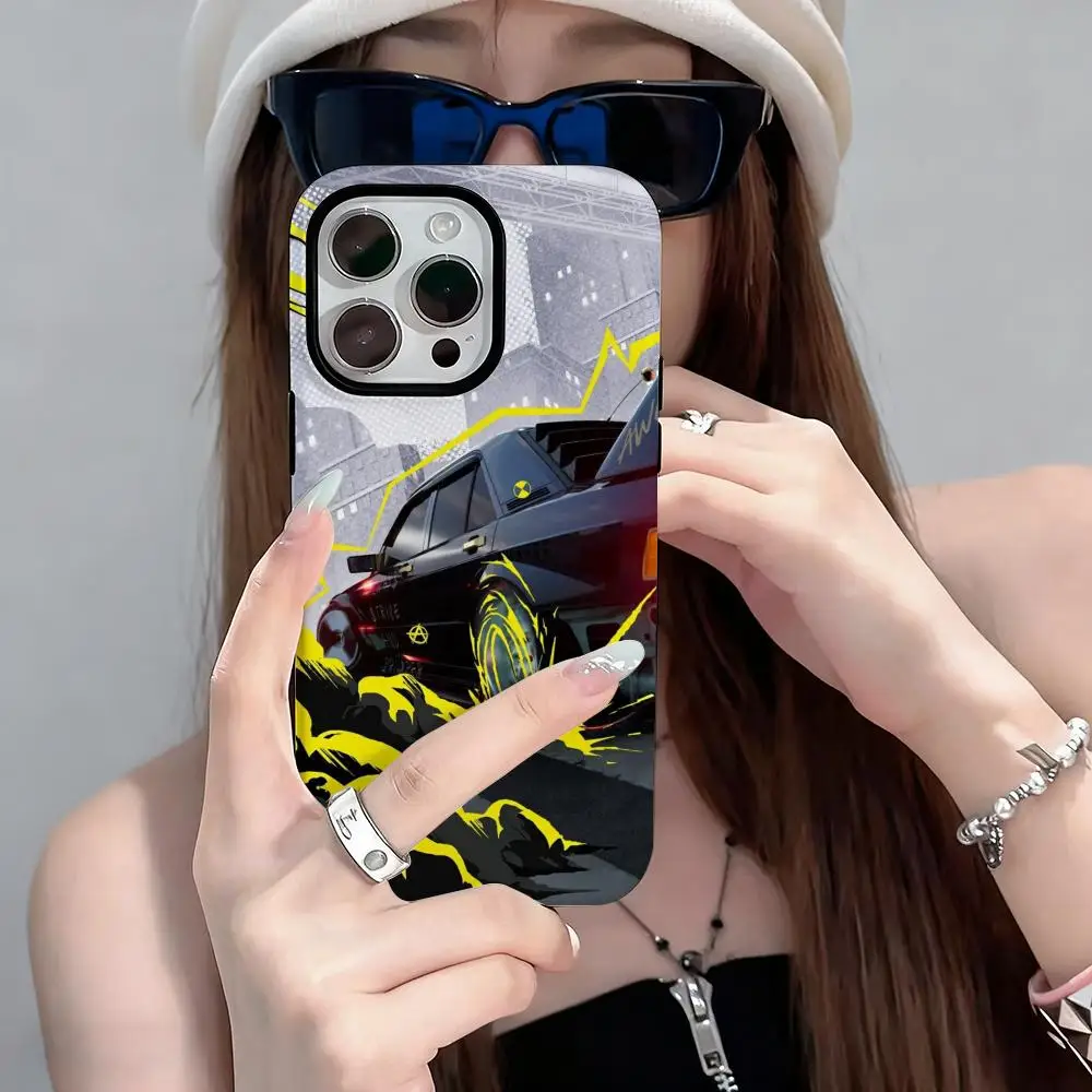 تحتاج إلى سرعة جراب هاتف آيفون 17 16 15 14 13 12 برو ماكس بلس لامع HD طبقة مزدوجة السائل الخلفي فيلم قشرة صلبة