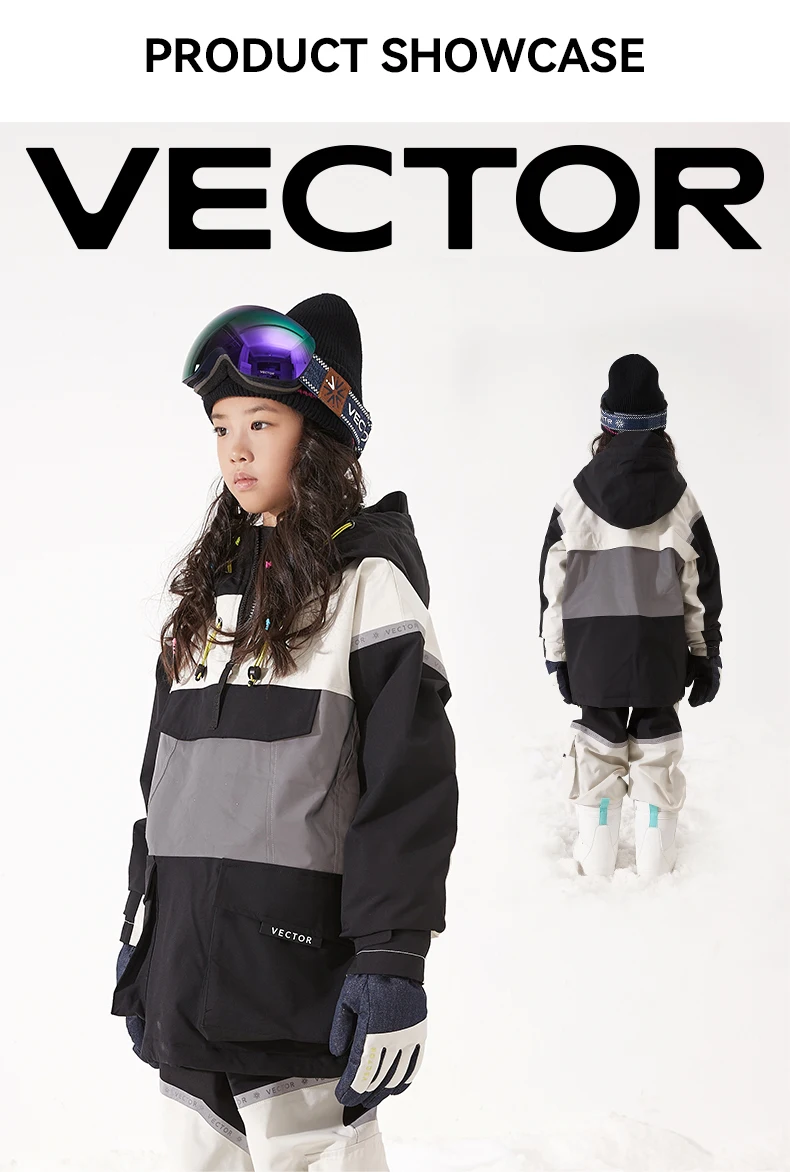 ベクトルスキーウェア子供フード付きセーター反射少年少女スキーウェア