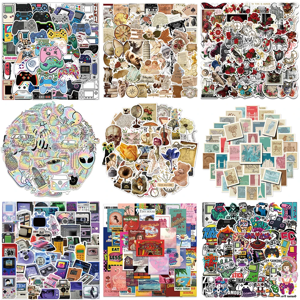 10/30/50PCS Retro Sticker Series Steam Wave Graffiti Creative Trendy Notebook Refrigerator Computer Helmet Decoration Wholesale