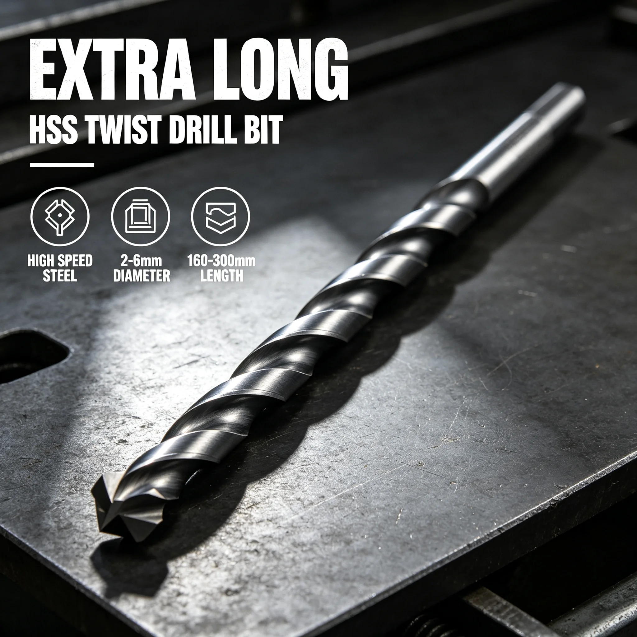 1Pc HSS Extra Long Twist Drill Bit2.5/ 2/33.5//4/5/6mm 160-300mm Straight Shank High Speed Steel for Wood Metal Plastic Drilling