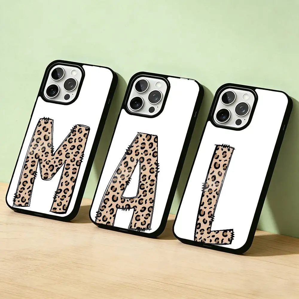 

AAA Leopard print letter Phone Case For iPhone 17,16,15,14,13,12,11,Pro Max,Plus Candy Silver Cover