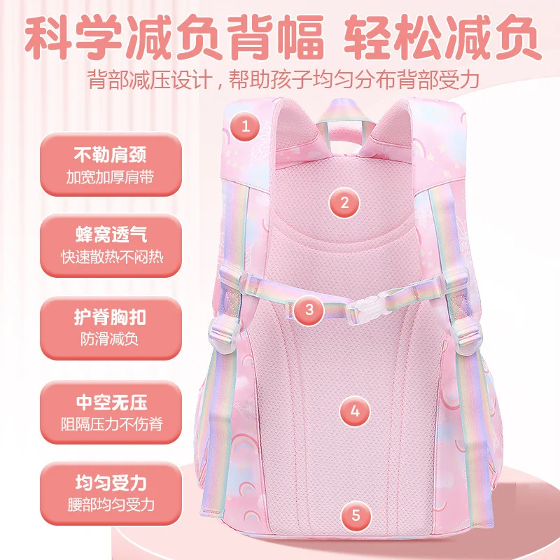 Imagem -04 - Bolsas Escolares Ortopédicas para Crianças Kids Satchel Primary School Backpacks Princess Backpack Schoolbag Knapsack Sac Mochila