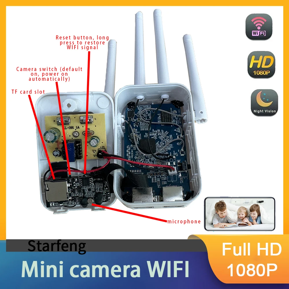 Full HD1080P Mini Camera Wireless router Home Store video recorder Multi functional  Wireless WiFi Control Remote Mobile Viewing