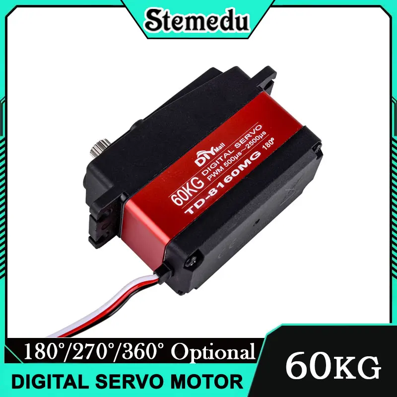 

TD-8160MG 60 кг Цифровой сервопривод 180/270/360 ° Полуметаллический с высоким крутящим моментом для 1/8 1/10 Drift Car Boat RC Многоугольное управление