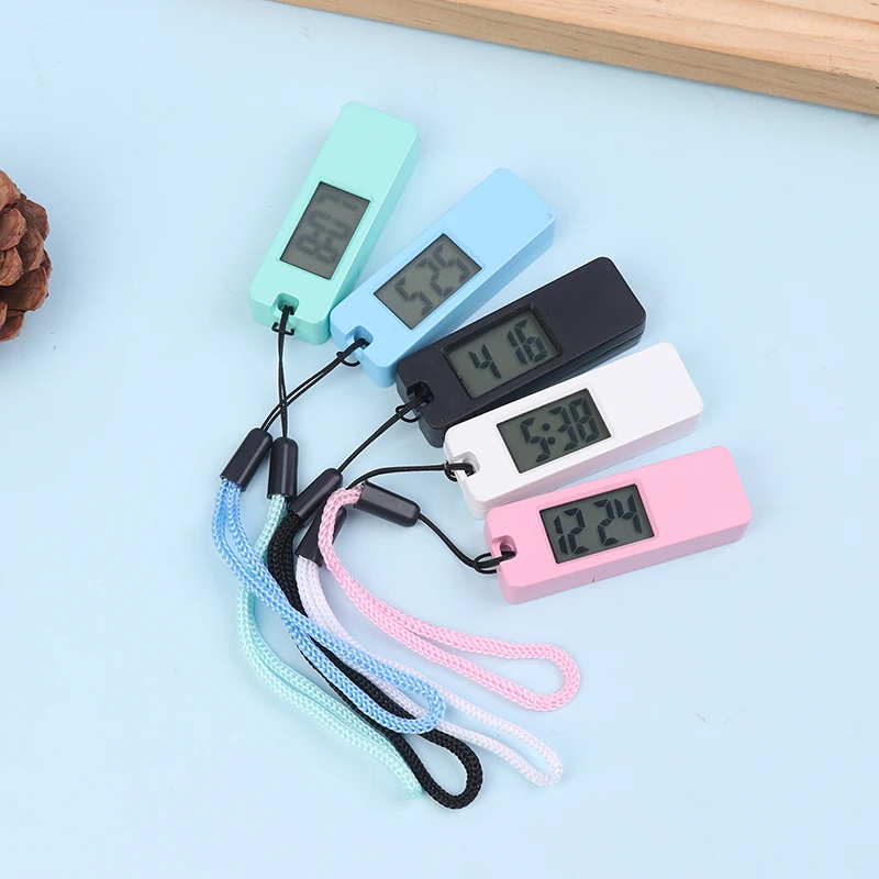 1Pc 発光 LED キーホルダー懐中時計ミニサイレント LCD デジタルディスプレイ電子時計ポータブル学生試験旅行ポケットウォッチ