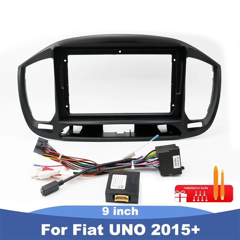 Marco de Radio para Auto de 9 Pulgadas 2DIN con Arnés de Cableado para Fiat UNO 2015+ |   Marco del Panel del Tablero