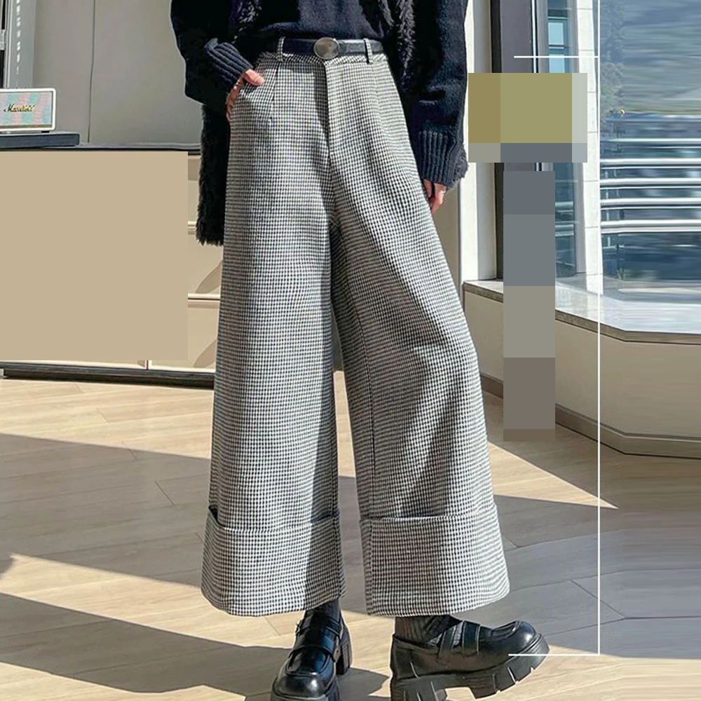 Retro wide-leg pants women's autumn and winter 2025 new high-waisted and thin loose casual straight nine-point pants