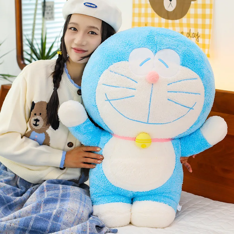 Peluche de Doraemon de 60 cm, Juguete de Peluche de Anime, Gato Kawaii, Muñeco de Peluche Suave, Almohada Grande para Dormir, Regalo de Cumpleaños para Niñas
