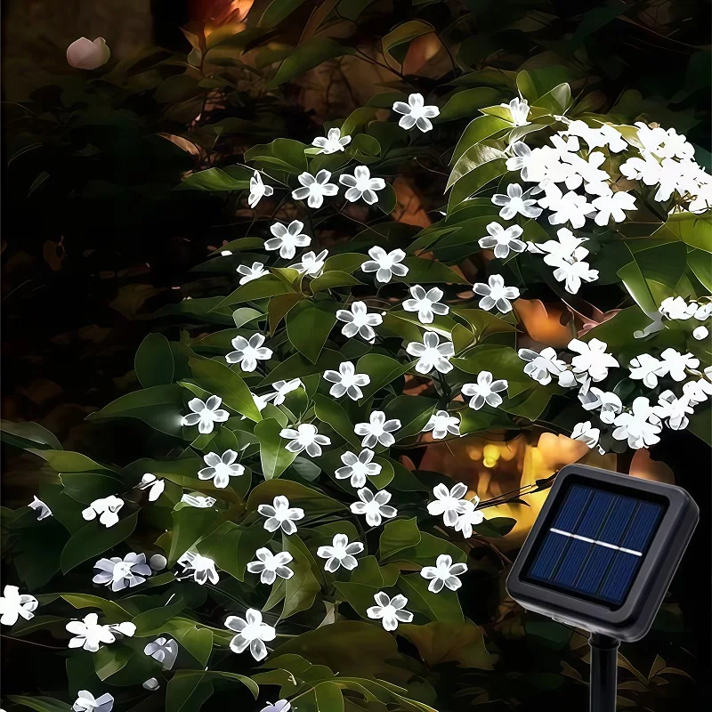 Solar Cherry Flower Fairy Lights Outdoor Waterproof 8 Modes 