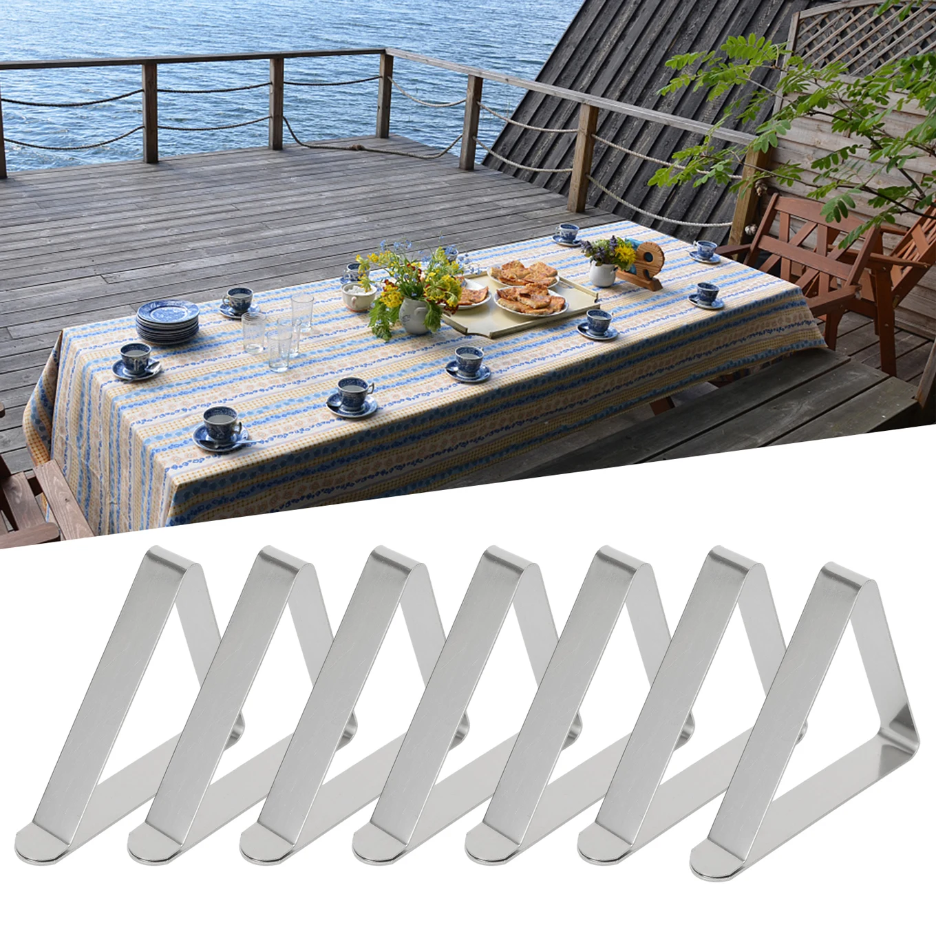 

8pcs Stainless Steel Table Cloths Picnic Clamps Cover Clip Holder Tablecloth For Home Wedding Party Table Cloth Holder Clips
