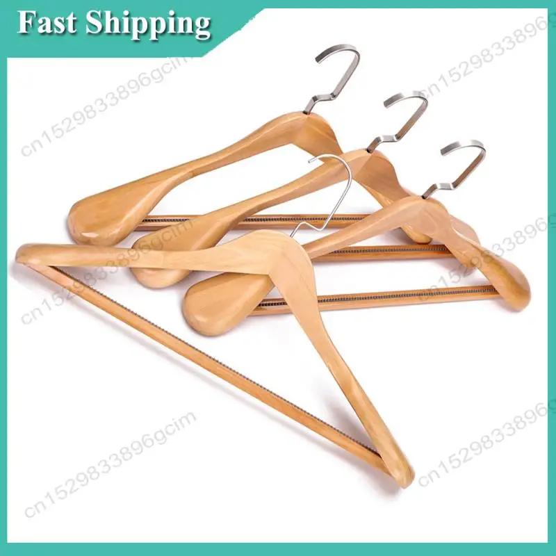 

-BABQ 5Pcs Wide Shoulder Trackless Hanger Solid Wood Thick Coat Hanger Suit Hanger Non-Slip Clothing Hanger Shirt Hangers