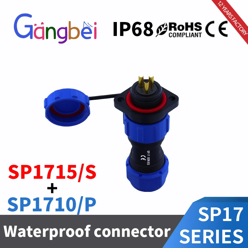 SP17 Wasserdichter Stecker Männlich Weiblich Panel Mount Draht Kabel Luftfahrt Stecker IP68 2/3/4/5/7/9/10 Pin Gangbei