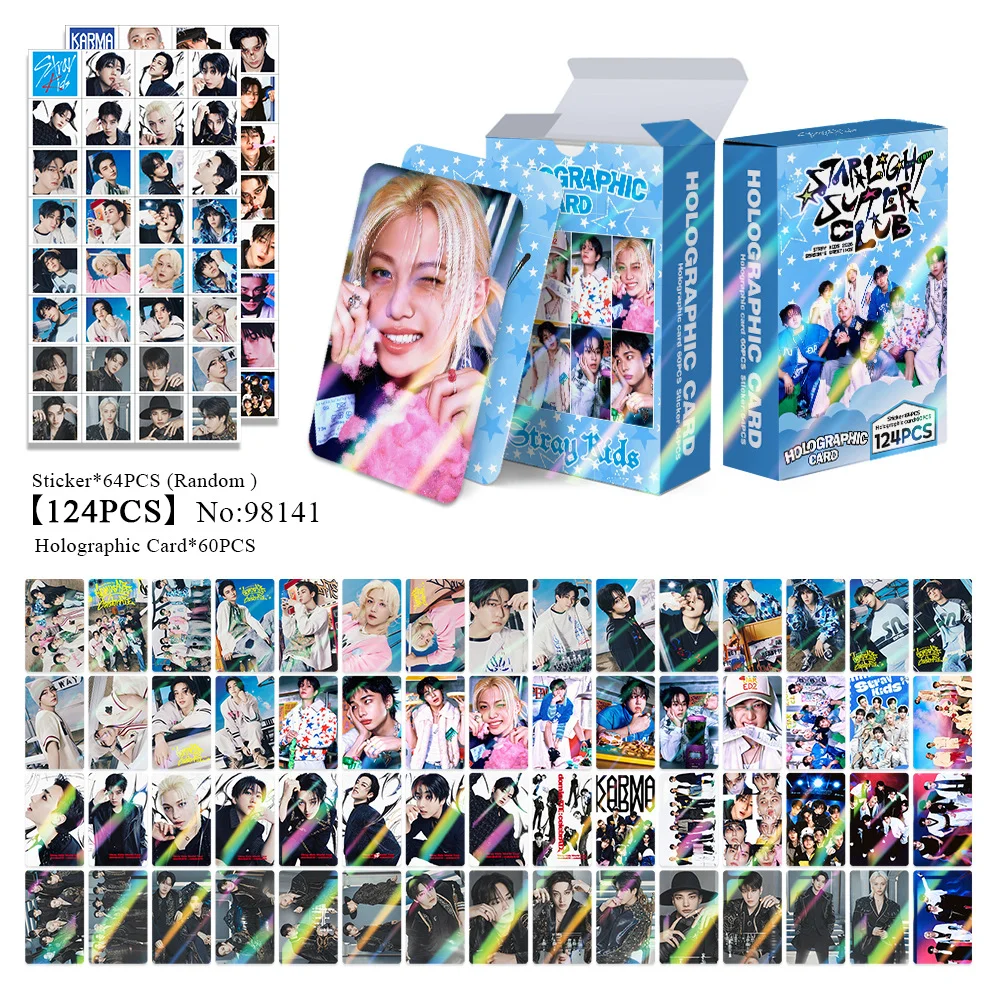 

New skzoo 124 laser cards Straykids new specialized DO IT flash card K-pop star sticker photo card double-sided holographic card