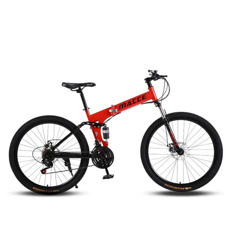 26 inch 24 inch variable speed folding mountain bike double disc brake shock absorption downhill bike carbon steel gravel bike