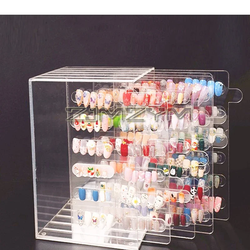 Magnetic Nail Display Board Holder Five-level Drawer Stick-free Nail Art Display Rack with 60 Magnetic Strips