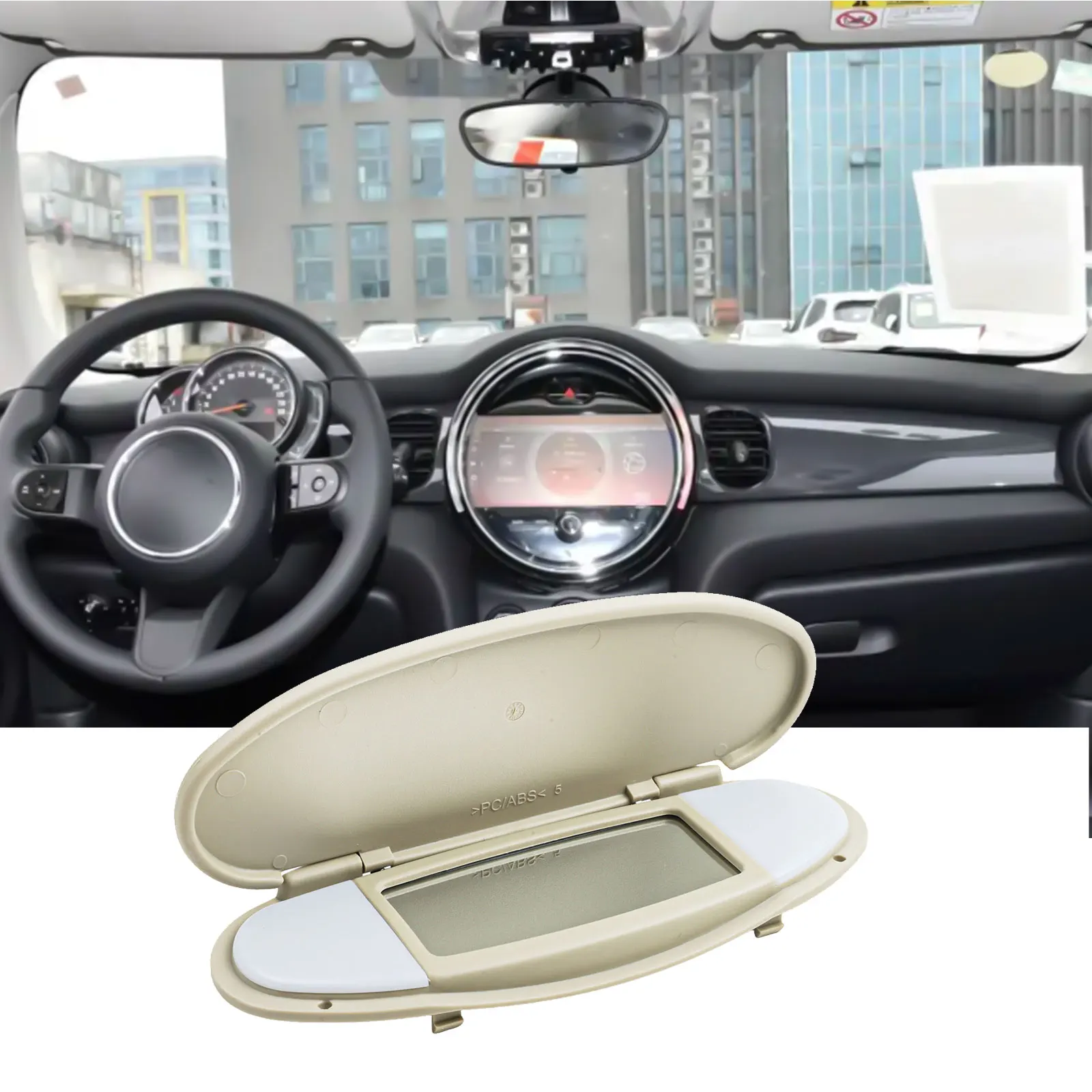 Mirror Cover Sun Visor Nice Parts With Lens ABS Beige Car Accessories High Quality With Lampshade Practical To Use