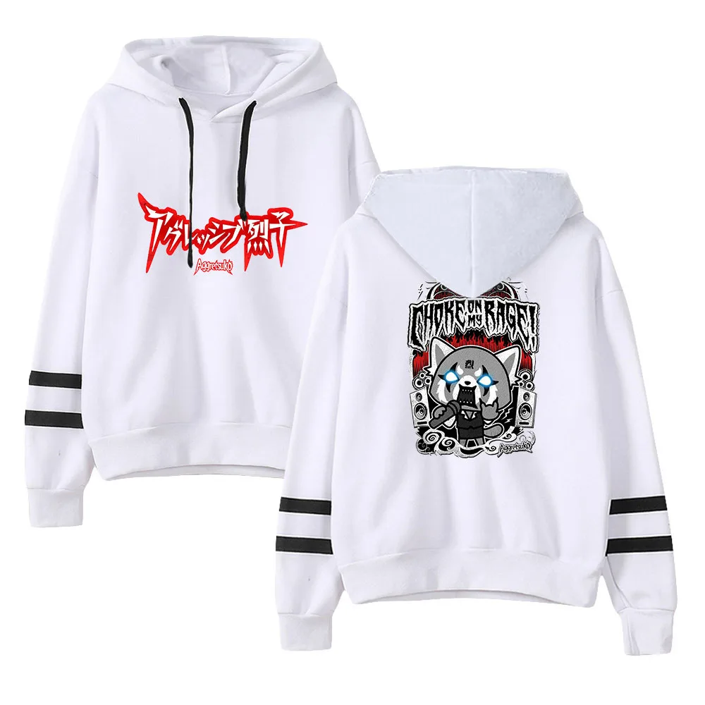 Aggretsuko Cartoon Hoodie Unisex Pocketless Sleeve Sweatshirt Men Women's Pullover Harajuku Streetwear Anime Clothes