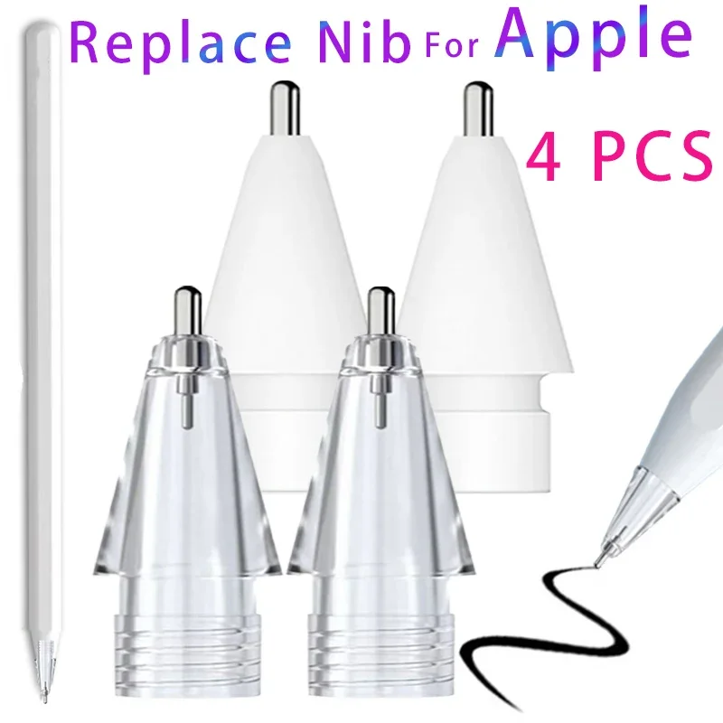 

Replacement Pencil Tips For Apple Pencil 1 2 Generation 0.6mm Slim Nib Upgraded Mute Replace Anti-wear Transparent Pencil Tip