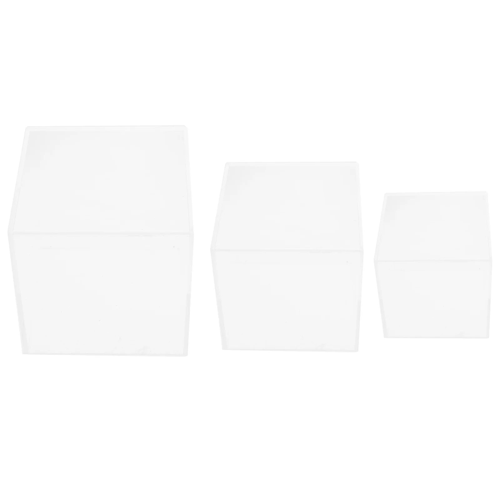

3pcs Acrylic Cube Stand Risers Square Containers For Collectibles Jewelry Display Artwork Craft Cake Decor Storage Holder Clear