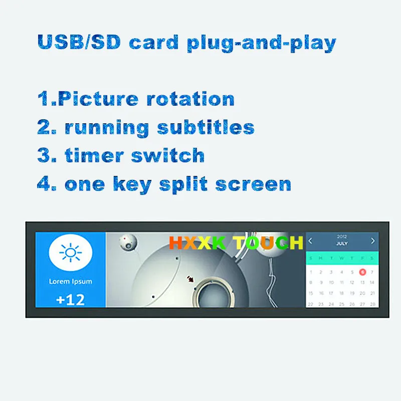 Super brede plankrand supermarkt reclamecabine TV Digital Signage Android Mobile Pentium 4-stretchbar LCD