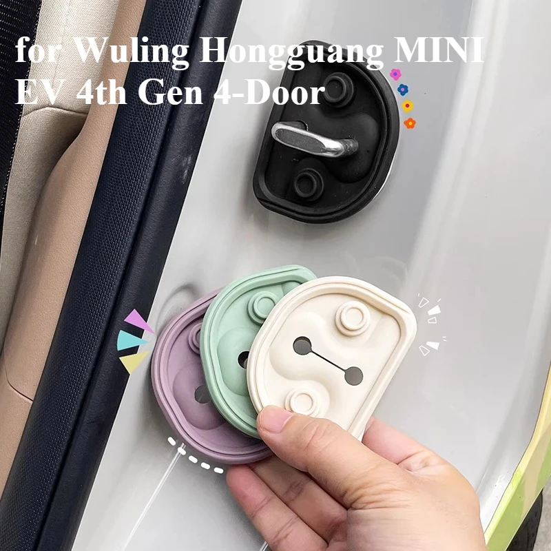 Silicone Door Lock Buckle Protector Cover for Wuling Hongguang MINI EV 4th Gen 4-Door, Interior Decor & Modification Accessories