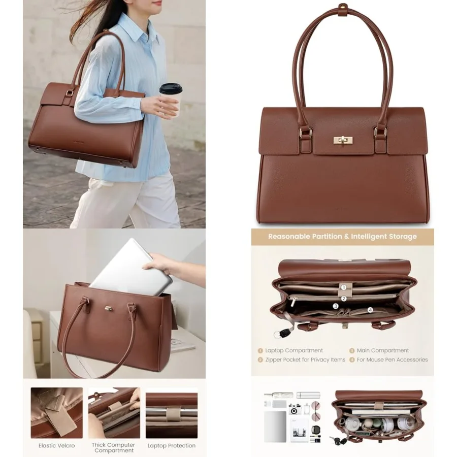 LOVEVOOK Laptop Bag for Women Work Tote Messenger Bag Waterproof Busess Office Professional Handbag Shoulder Bag