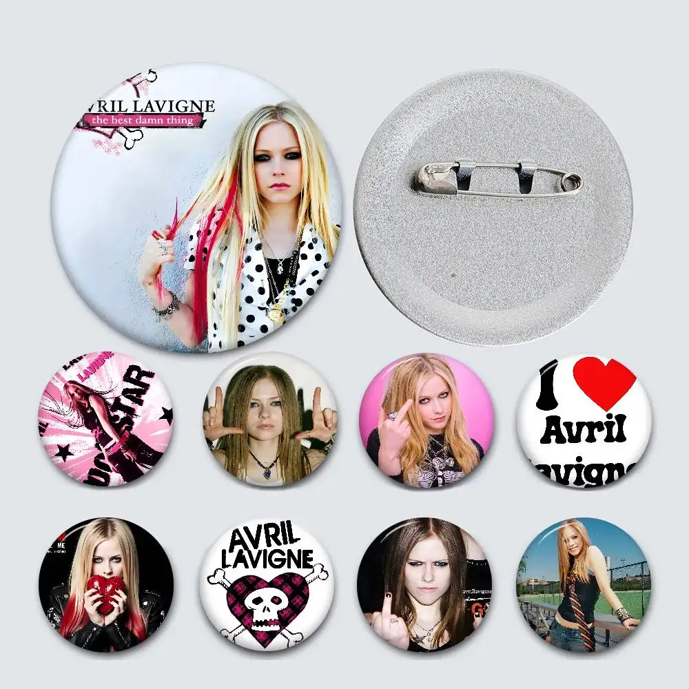 A-Avril Punk L-Lavigne Creative Pins Funny Faces Round Snap-in Brooch Badge Backpack Hat Accessories Jewelry Gifts