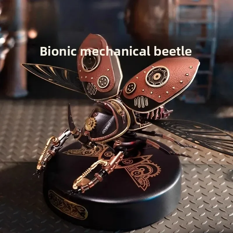 Intelligent control rhinoceros beetle hand-assembled model, high difficulty decompression punk ornament