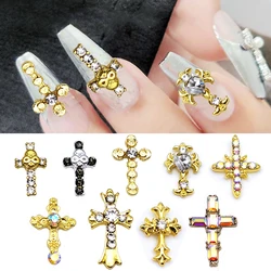 Bijoux croix pour nail art, breloque en biscuits, diamant brillant, accessoires pour ongles, fournitures de bricolage, luxe, 10 pièces par paquet