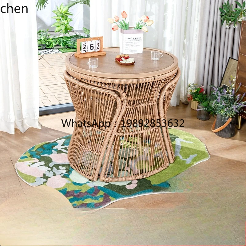 AB  balcony small table and chair three-piece small apartment leisure tea table and chair combination  reading rattan chair