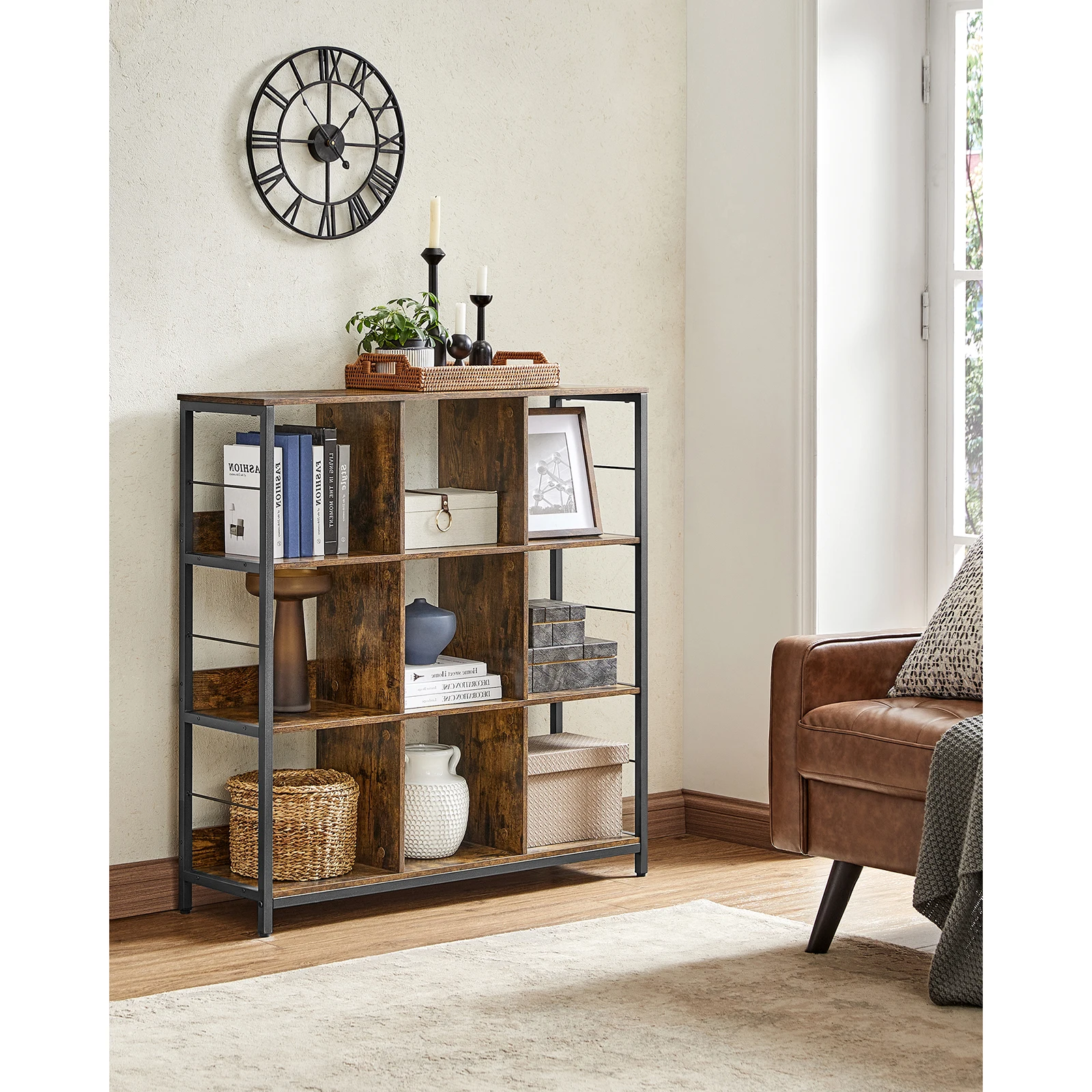 VASAGLE 3-Tier Ladder Bookcase. Office, Living Room, Bedroom. 33x100x103.1 cm. Industrial Style.