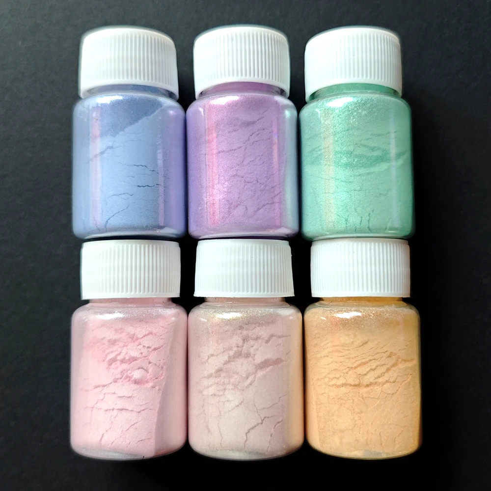 6bottles Candy Macaron Mica Pigment Symphony Highlight Pearlescent for DIY Epoxy Resin Nail Art Glitter Soap Powder