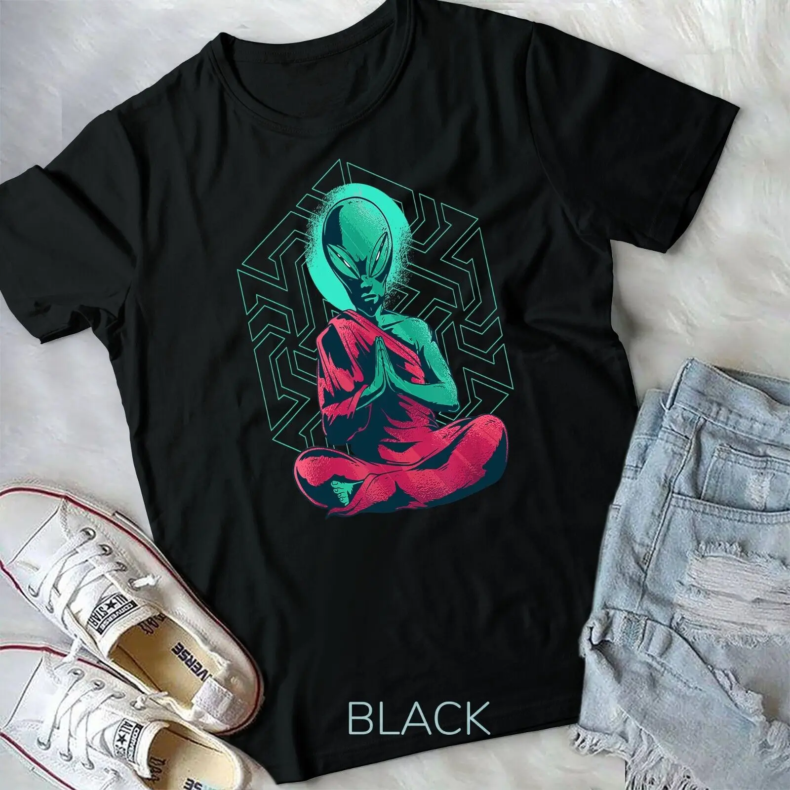 FUNNY ALIEN MONK MEDITATION T-Shirt Unisex T-shirt