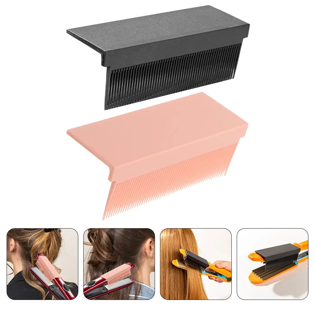 

2pcs Straightening Comb Attachment For Hair Straightener Durable Electric Pressing Comb Portable Hot Brush Tool For Salon Home