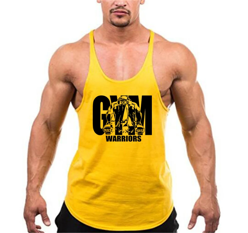 Men Y-Back Gym Tank Top Lightweight Cotton Fitness Vest Loose Cut Deep Armholes Muscles For Gym Workout Jogging Cycling Sports