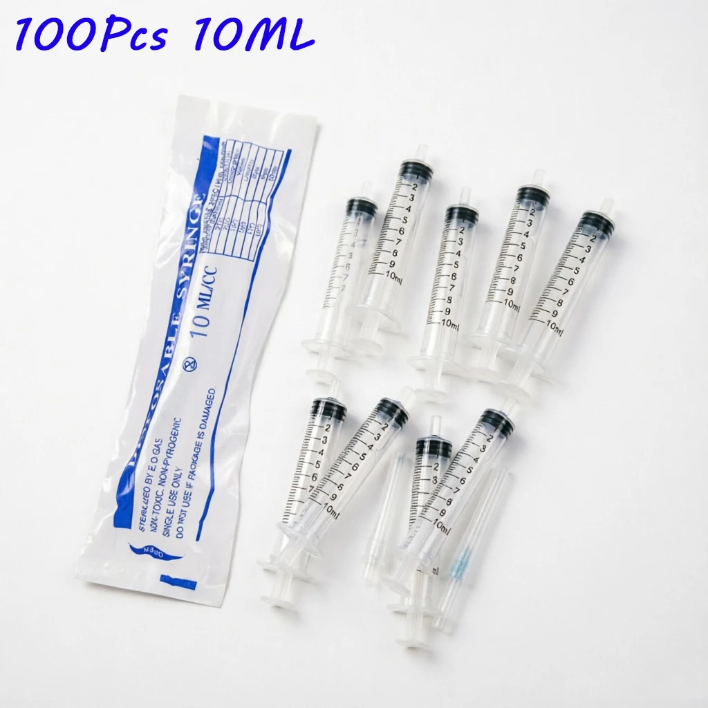 100PCS 10ml/cc Plastic Luer Slip Syringe Without Needle Steriled Individually Packed for Lab Use,Measuring Liquid,Feeding Pets