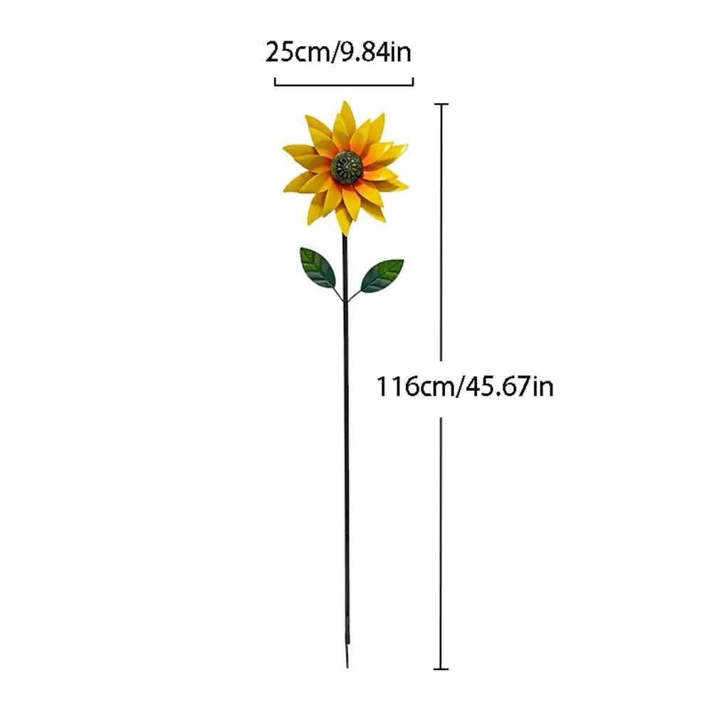 Garden Decorative Pile Rotating Garden Windmill Spinner Simulation Creative Flower Pinwheel Metal Flower Climbing Support Lawn