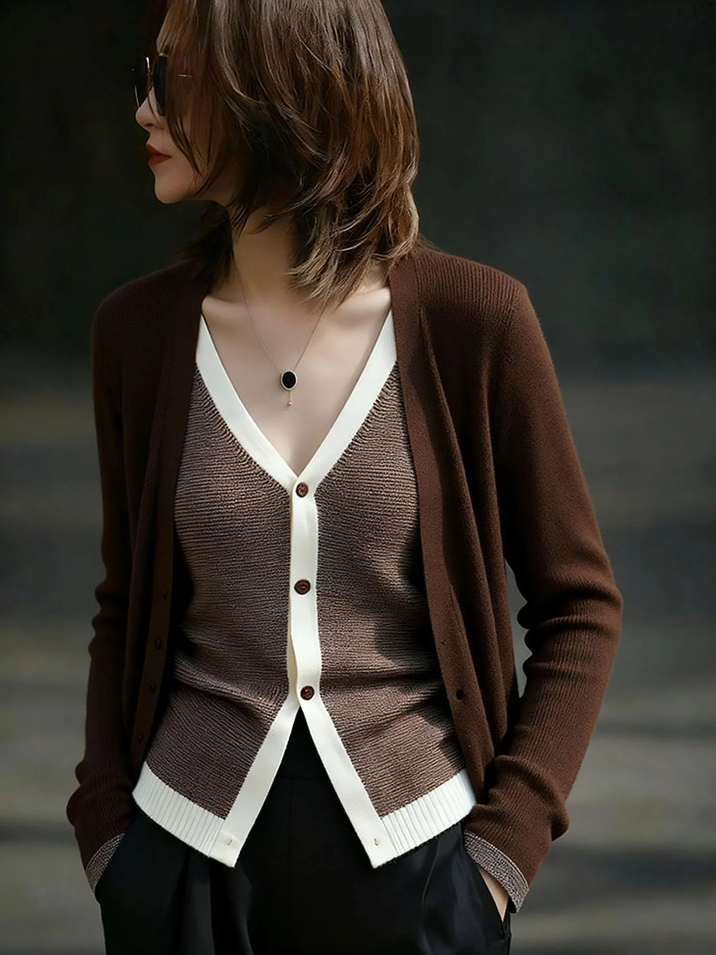 

Ele Korean Sle Long Sve Knitwear Comfortable Slimming Base irt Top Euro Brand High End Early Autumn Faion Ladies...