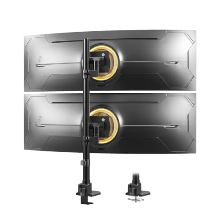Dual Monitor-Arm Ultrawide Heavy Duty for Office Desk Use Steel Black Adjustable Stacked Vertical Mount for 24-57 inch Screens