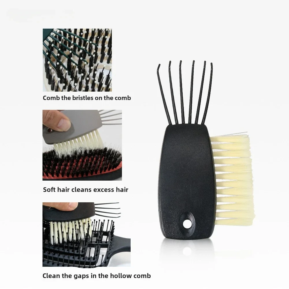 2 In 1 Hair Brush Cleaner Mini Dirt Remover Home Travel Salon Rake Embedded Comb Cleaning Brush Hair Dust Cleaning Tool