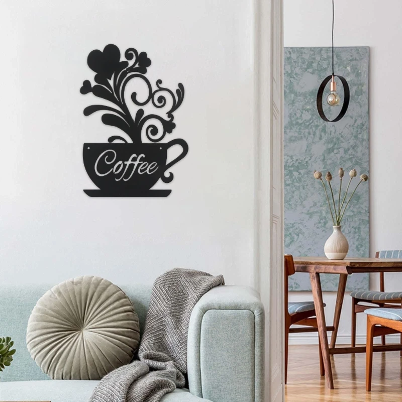 Forniture per artigianato con ornamento per decorazioni in ferro battuto con cartello per tazza da caffè in metallo