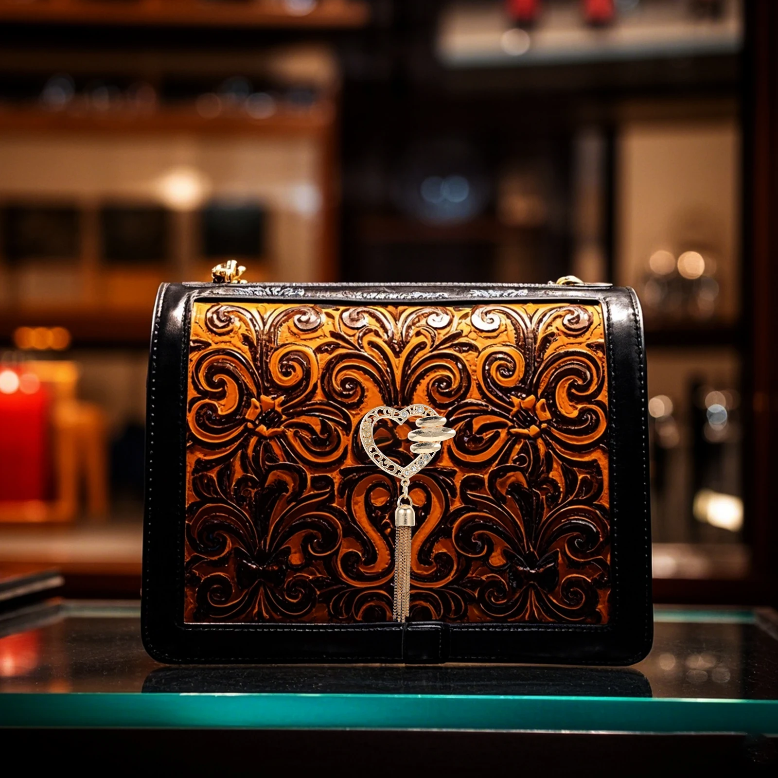 

3Pcs Metal Bag Decorative Buckles Heart Shape Tassel Pendant Clasps for DIY Handbag Hardware and Accessories Buckles for Purses