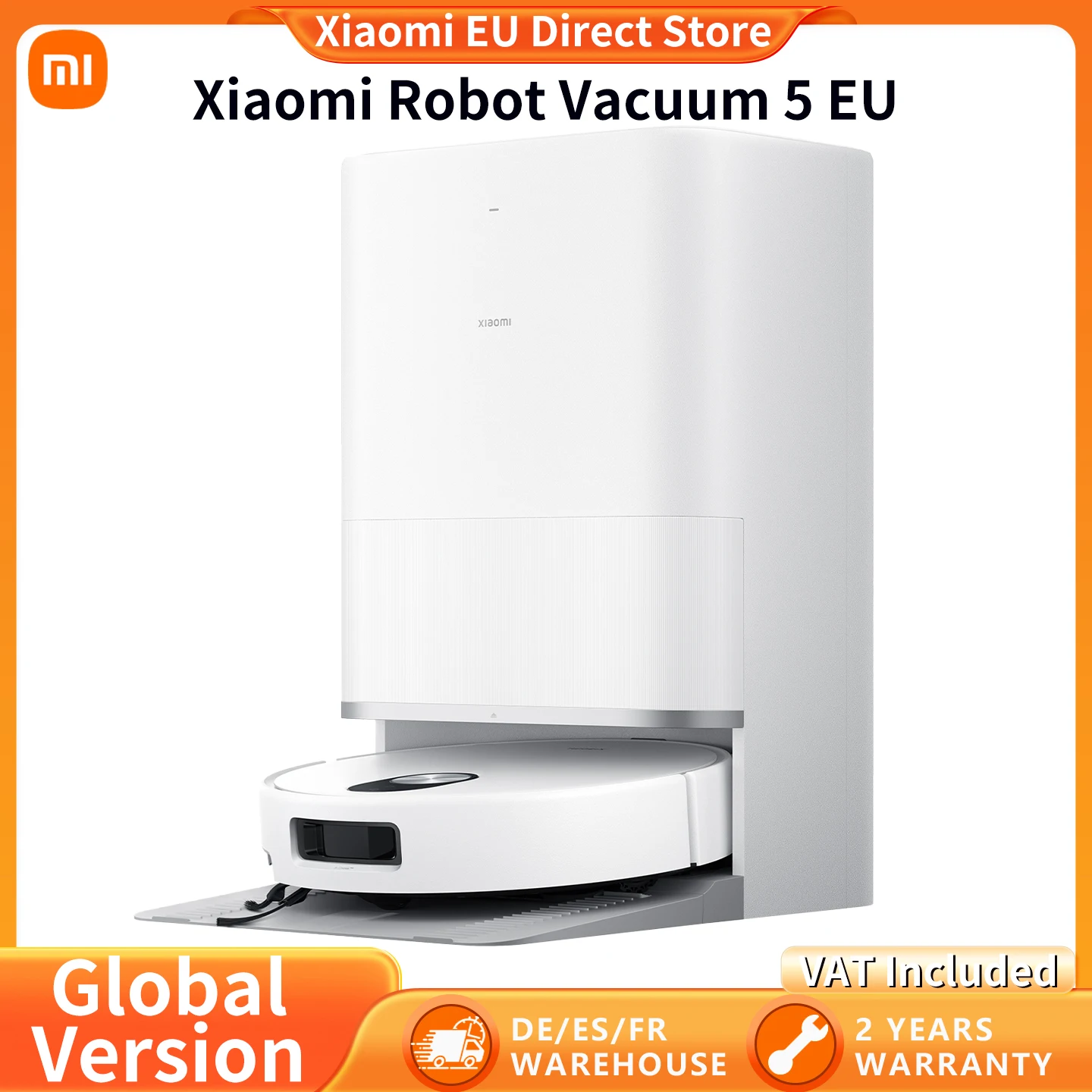 Aspirateur robot Xiaomi 5 version globale, contrôle par application, commande vocale intelligente, aspiration 20000 Pa, serpillière extensible et brosse latérale, auto-nettoyant (X20+ mise à niveau